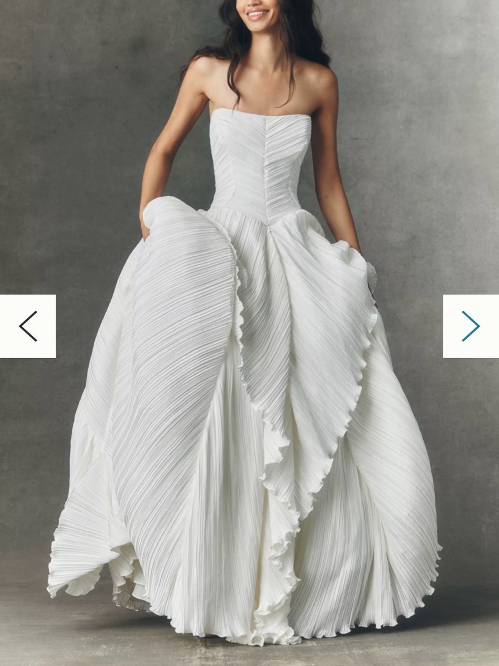 BHLDN Eleonara Strapless Pleated Fit & Flare Wedding Gown
